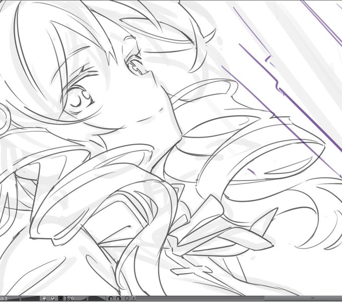 ドリルヘアー…描いててどっち巻きなのか分からなくなる 