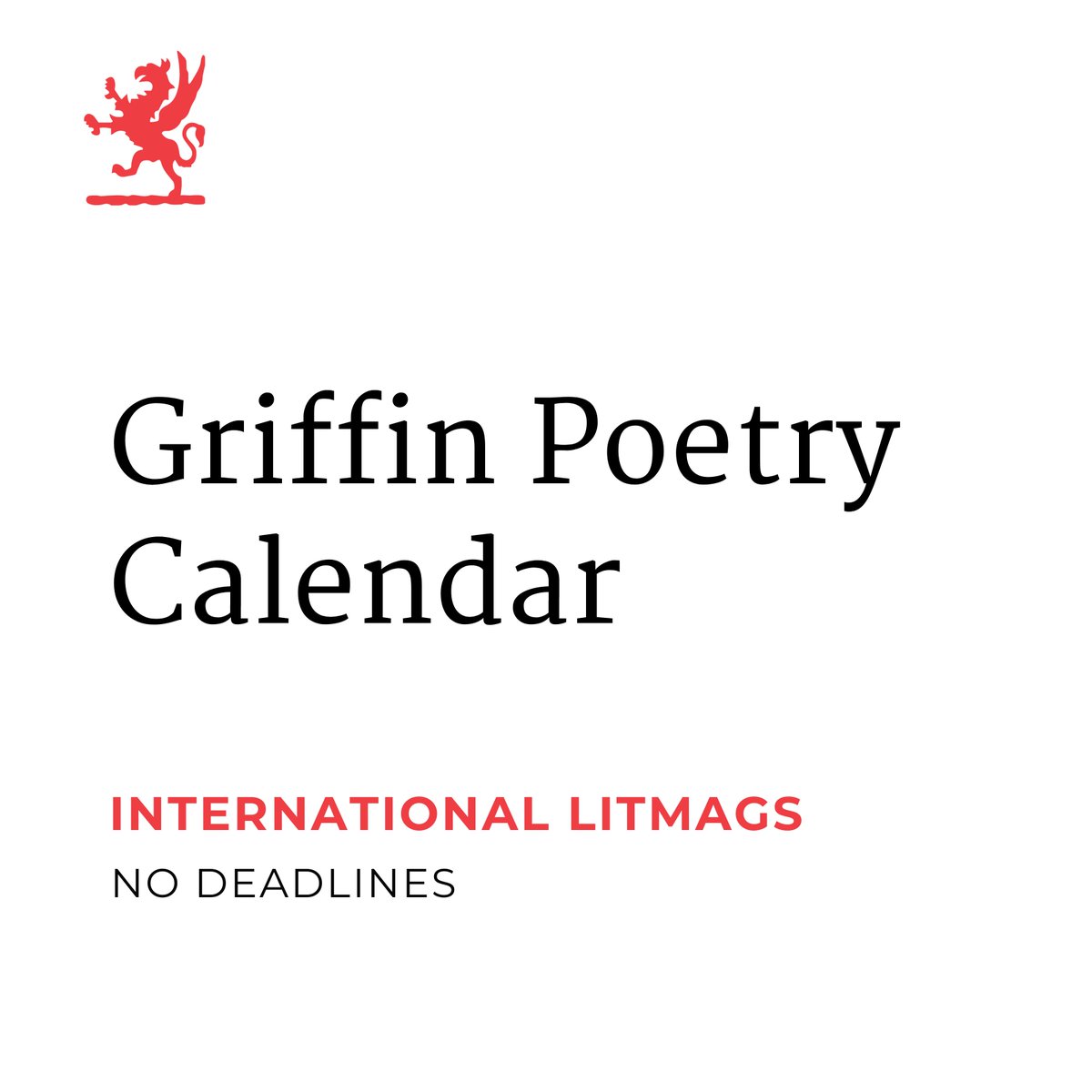 If your goal is to publish more of your poetry this year, we’ve curated a list of international litmags with ✨no deadlines✨ just for you!

Find all the details and submissions links on our #GriffinPoetryCalendar ✨🧵 Good luck!

griffinpoetryprize.com/poetrycalendar/