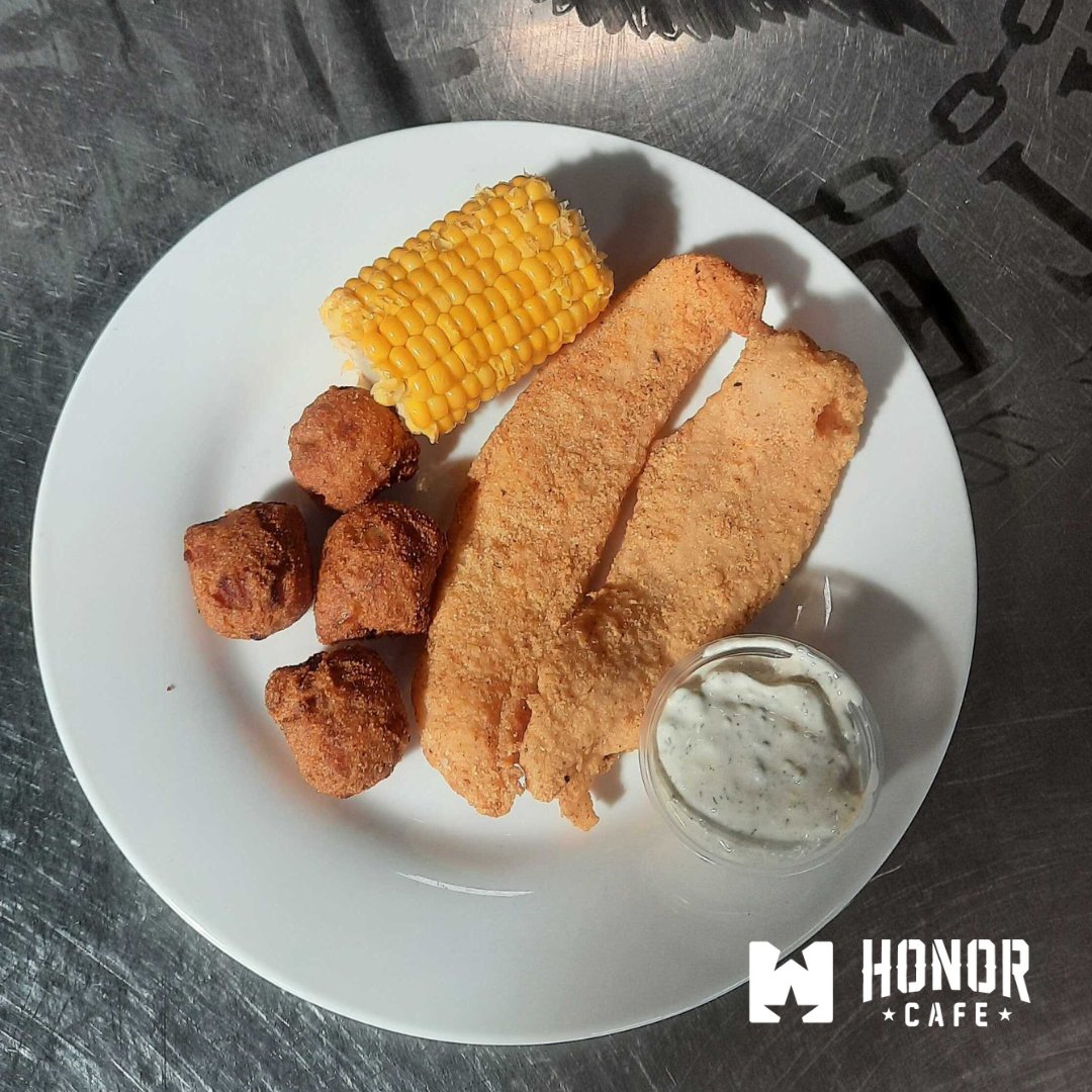 🎣🍽️ Reel in the weekend with our Catfish Friday Hot Line Special! Dive into the crispy goodness of our Catfish, perfectly paired with your choice of sides.

It's a classic favorite that's sure to make your Friday extra special. Join us and satisfy your seafood cravings today! 😋