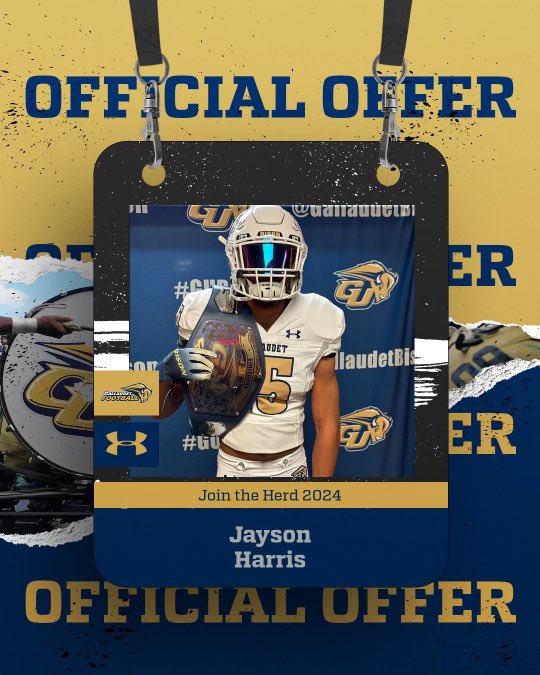 Blessed to receive an offer from Gallaudet and thank you to Coach Chuck and the Bison football program.
@ATT | @GallaudetU | #HomeOfTheHuddle 
#GUBison | #ConnectingChangesEverything | #CoachJaromeBell