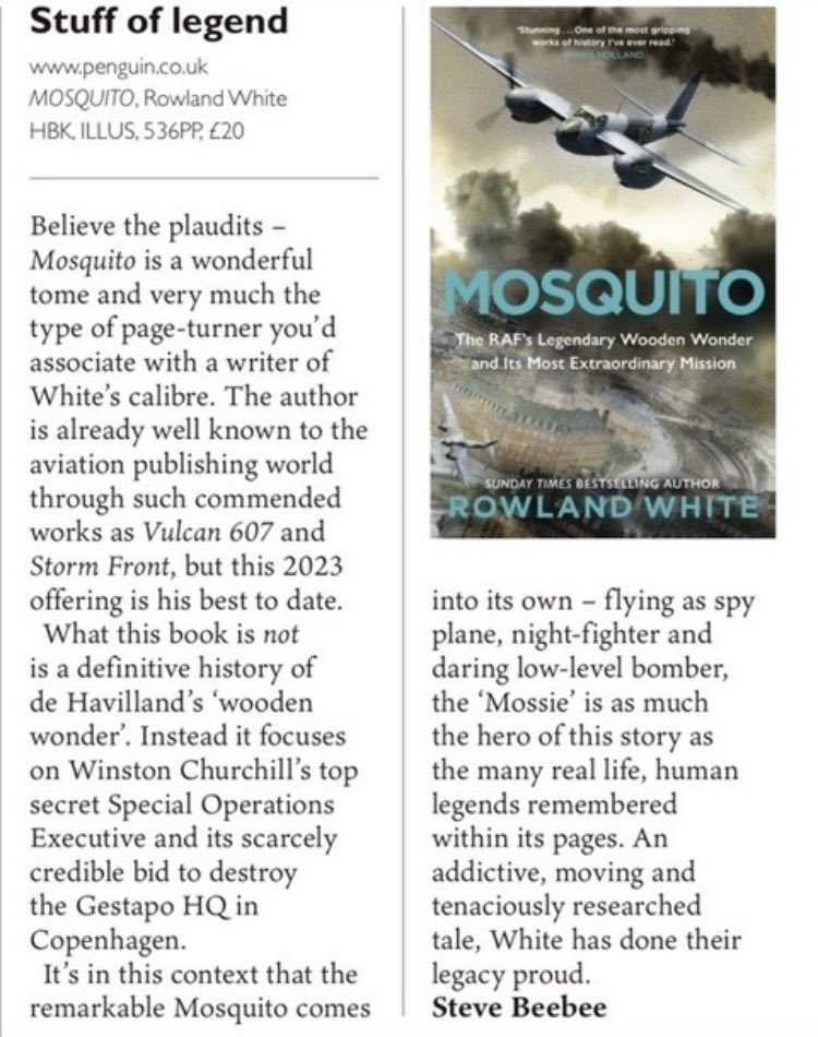 Rowland White (@rowlandwhite) on Twitter photo Really thrilled to bits with this generous review of MOSQUITO in the new <a href="/FlyPastMag/">FlyPastMag</a> 🙏 (in an issue with a Swordfish on the front too!) If only there were somewhere, if it convinces you to take a punt, you could buy it for less than half price ... oh ... amazon.co.uk/gp/aw/d/178763… Really thrilled to bits with this generous review of MOSQUITO in the new <a href="/FlyPastMag/">FlyPastMag</a> 🙏 (in an issue with a Swordfish on the front too!) If only there were somewhere, if it convinces you to take a punt, you could buy it for less than half price ... oh ... amazon.co.uk/gp/aw/d/178763…