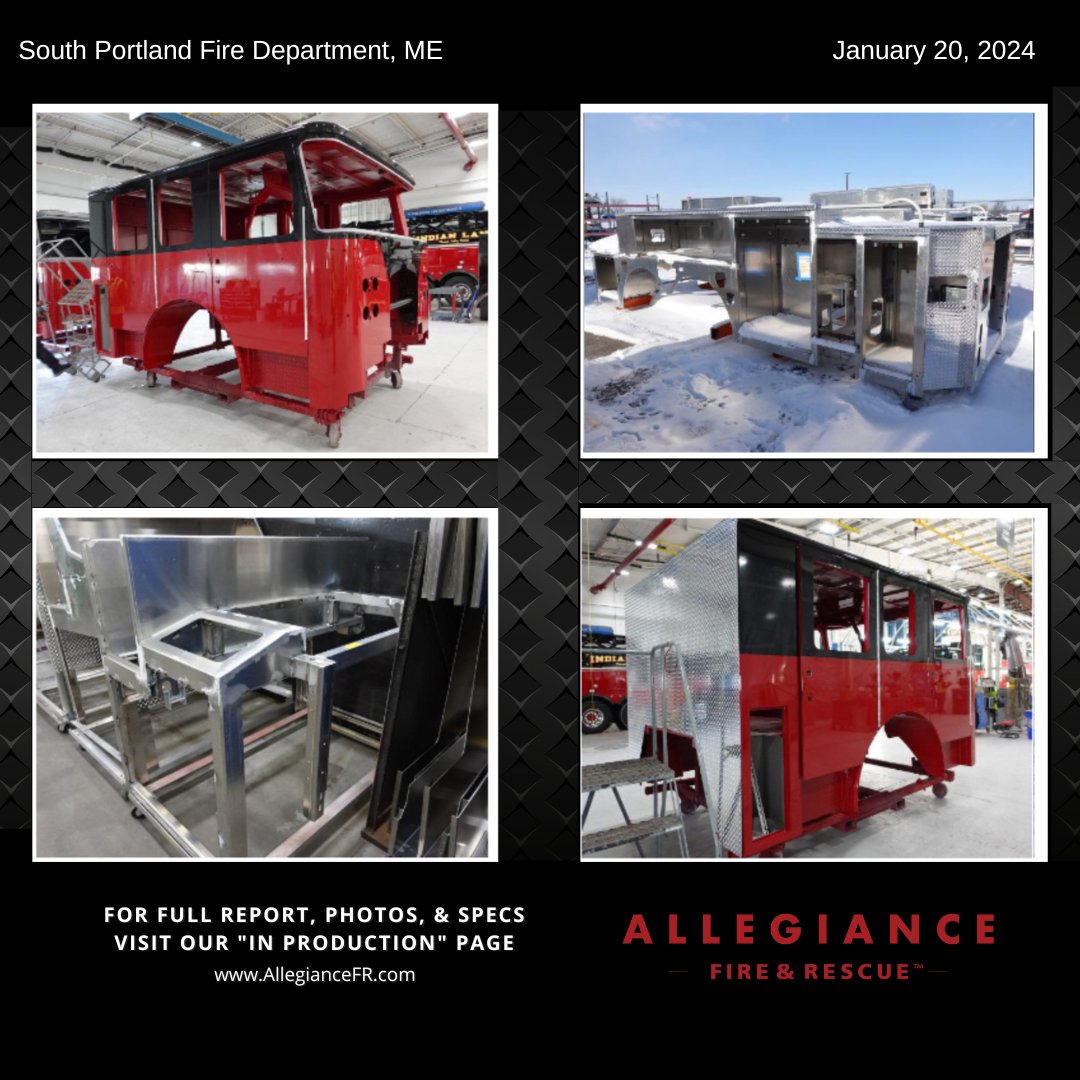 🔥 Update on the Pierce Ascendant Aerial Tower for S.Portland, ME! 🚒 The cab's painted and the pump house & body modules are crafted. More to come! Stay tuned! zurl.co/HUx7  #AllegianceFR #PierceAscendant