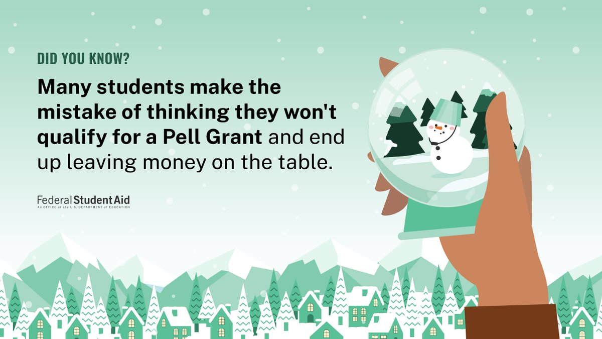 A Pell Grant, unlike a federal student loan, does not have to be repaid, except under certain rare circumstances. 🙌​

Learn more: StudentAid.gov/understand-aid…