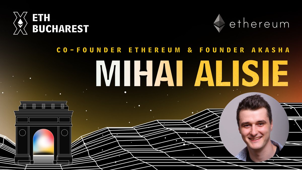 We're honored to unveil @MihaiAlisie, Ethereum co-founder, as our headliner for #ETHBucharest 🎉 Mihai Alisie, a pioneer in this space, co-founded @BitcoinMagazine in 2011 with @VitalikButerin. Later in 2013, he joined Vitalik as one of the original 4 @ethereum Founders. 🚀…