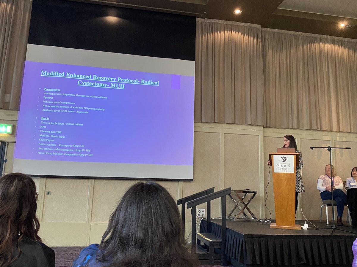 Catriona O’Sullivan CNS Uro-Oncology, MUH outlines her very comprehensive nursing management role of patients post cystectomy. #prehabilitation #ERAS #IAUN2024