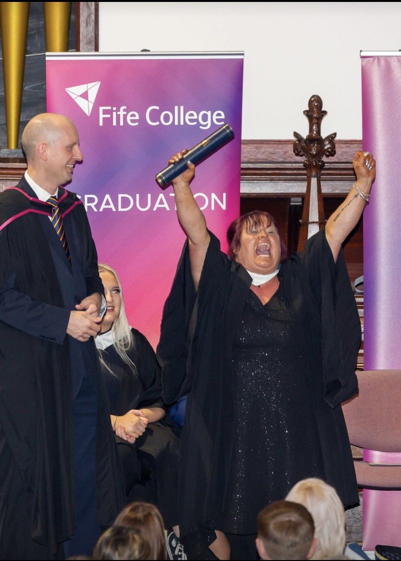 An absolute fantastic week of @fifecollege graduations comes to a close. This pic best captures the vibe!! Amazing students, and amazing teaching to support them to their richly deserved success. An honour to be a part of it ❤️