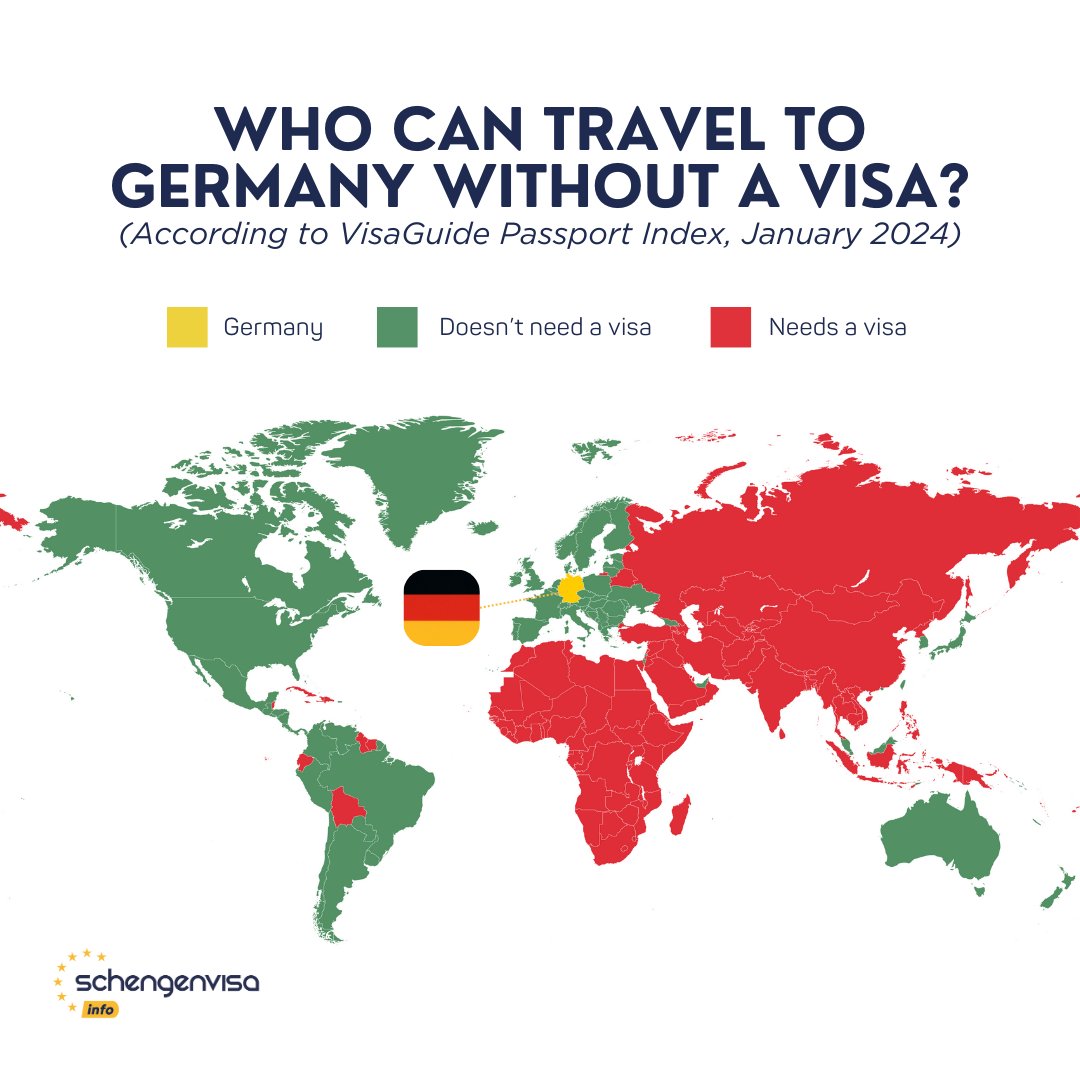 Check out our map to find out if you need a visa to enter Germany according to VisaGuide Passport Index🇩🇪 

#germany #german #germanyvisa #traveltogermany #schengenvisainfo