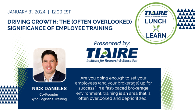 Join us on Jan 31. for a #LunchandLearn on the significance of employee training and the unique value provided by both TIA's training and the practical applications provided by Sync Logistics Training.

Register: bit.ly/3U9GXWP