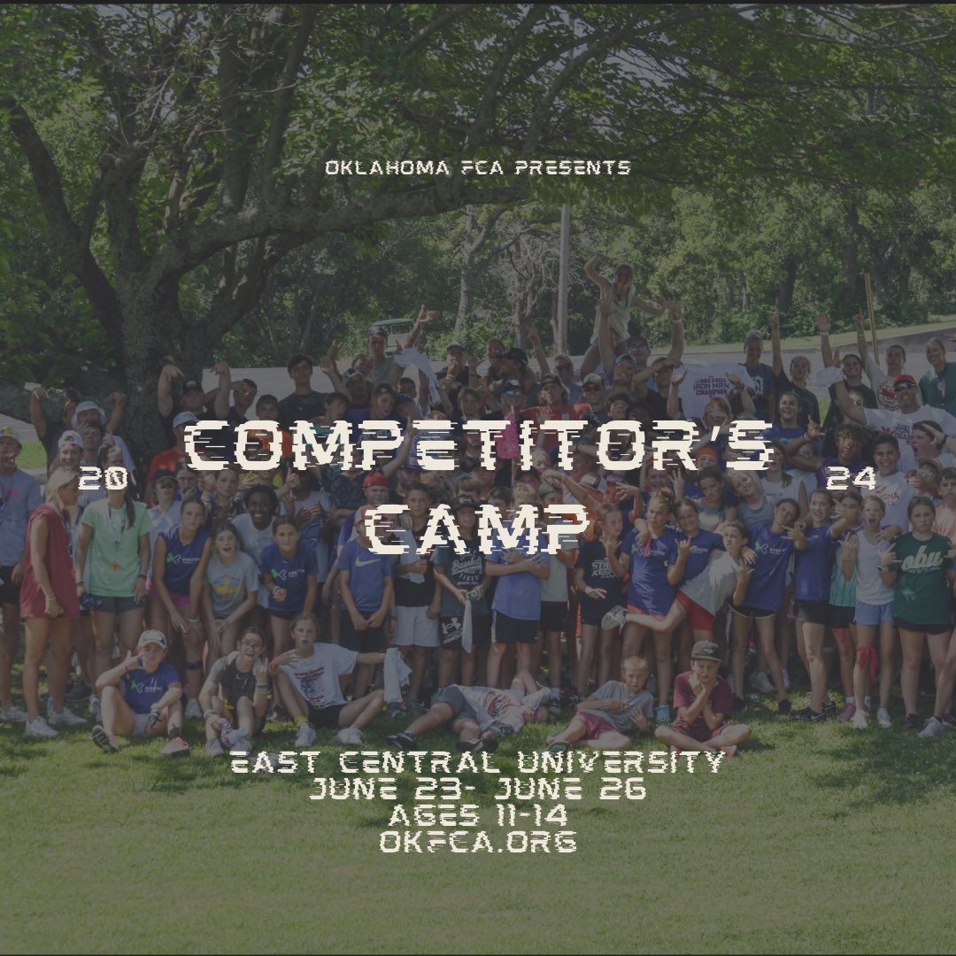 Competitor’s Camp 2024 Registration is OPEN!! Sign up at okfca.org or fca.regfox.com/2024okcompetit… Huddle leaders can sign up at fcacamps.org/campstaff/hudd… We are looking forward to an amazing summer! Register NOW!! #FCA247 #competitors #okfca