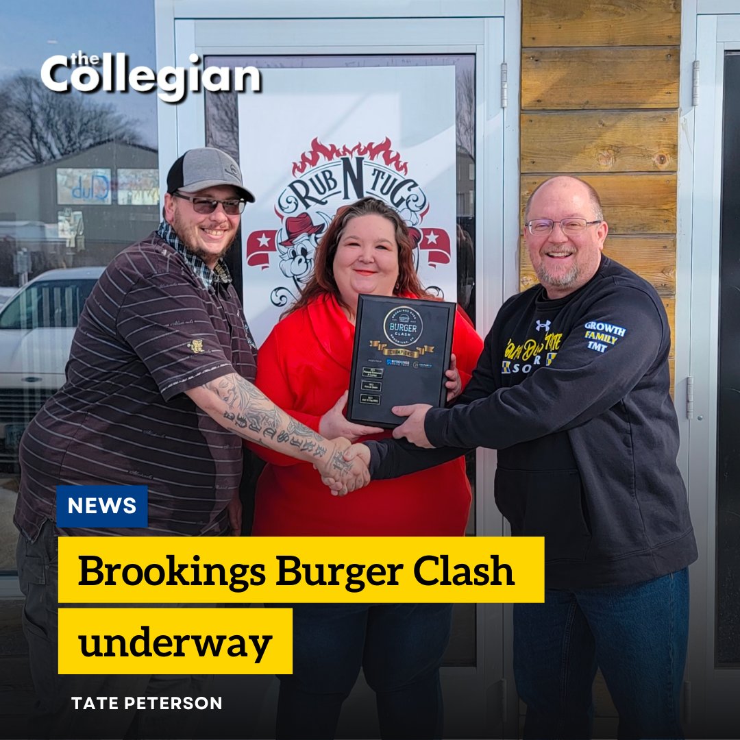 sdsucollegian's tweet photo. The fourth annual Brookings Burger Clash has begun, featuring 23 restaurants in the area, competing for the title of the best burger in Brookings.

🗞 : https://t.co/GVkNUzOP57 https://t.co/SO5V29TgsC
