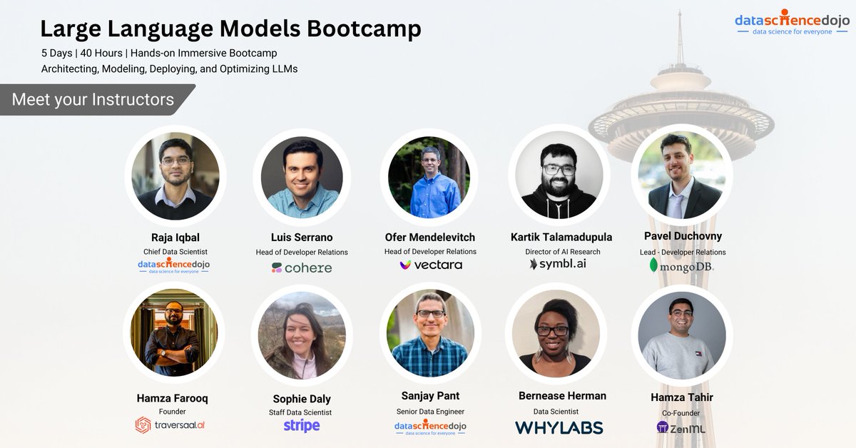 The Large Language Models Bootcamp is about to kick off in a few days and we are thrilled to have one of the most reputable practitioners in the field of AI and ML as our instructors.

Here's the complete lineup of the speakers.

📢 Luis Serrano  - Luis works as the Head of