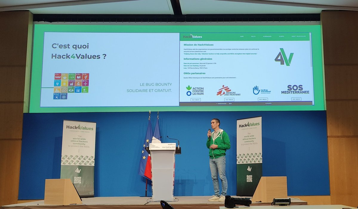 reverseth's tweet image. Aujourd&apos;hui avait lieu l&apos;événement #Hack4Values.
Tout un tas de passionnés ont pu aider les ONG @MSF, @ACF_France, @HI_france et  @SOSMedFrance à découvrir des vulnérabilités sur leurs environnements qui seront par la suite corrigées.
Merci à toute l&apos;orga @hack_4_values ❤️.