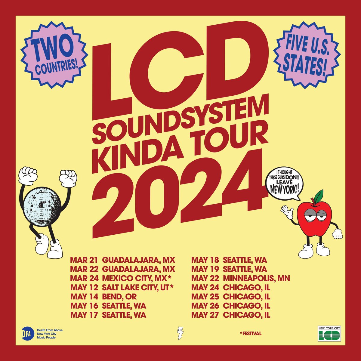 Kinda Tour 2024! Tickets at lcdsoundsystem.com