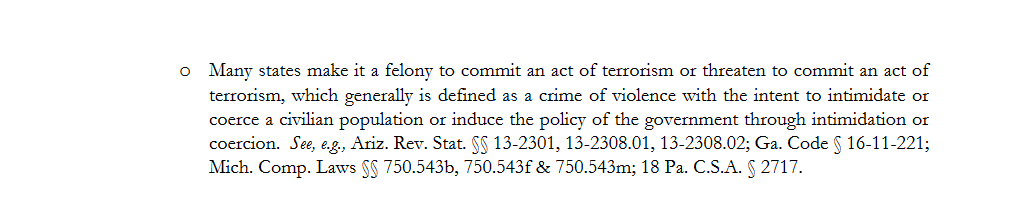 tjean316's tweet photo. Why this sound like a J6 statement:
โข The First Amendment does not protect speech that incites imminent violence or lawlessness.
Brandenburg v. Ohio, 395 U.S. 444, 447 (1969).
โข Threats of violence, stalking, and harrassing people, whether private individuals or public officials, are
not protected by the First Amendment and may violate multiple federal and state criminal laws.
