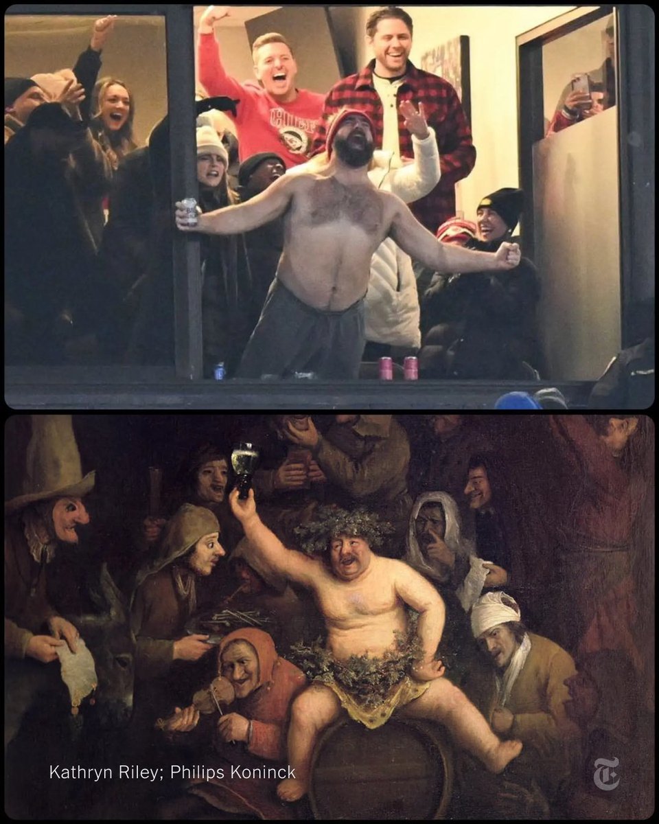 Some football fans saw Jason Kelce. LJ Rader, the man behind the social media accounts Art But Make It Sports, saw “The Feast of Bacchus.” nyti.ms/3u7e7Ma