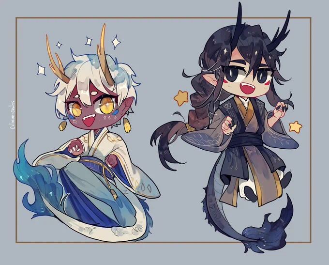 Stickers for this month!! :DSome cute Polaris and Yildun chibis X3I feel like my chibi style is never consistent, but, I like how these look~#StarCrossed 