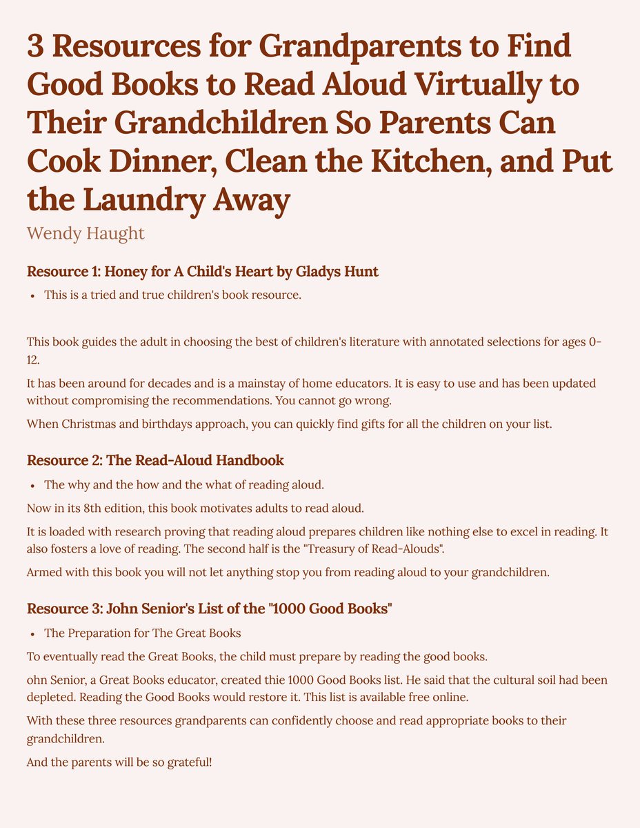 3 Resources for Grandparents to Find Good Books to Read Aloud Virtually to Their Grandchildren So Parents Can Cook Dinner, Clean the Kitchen, and Put the Laundry Away