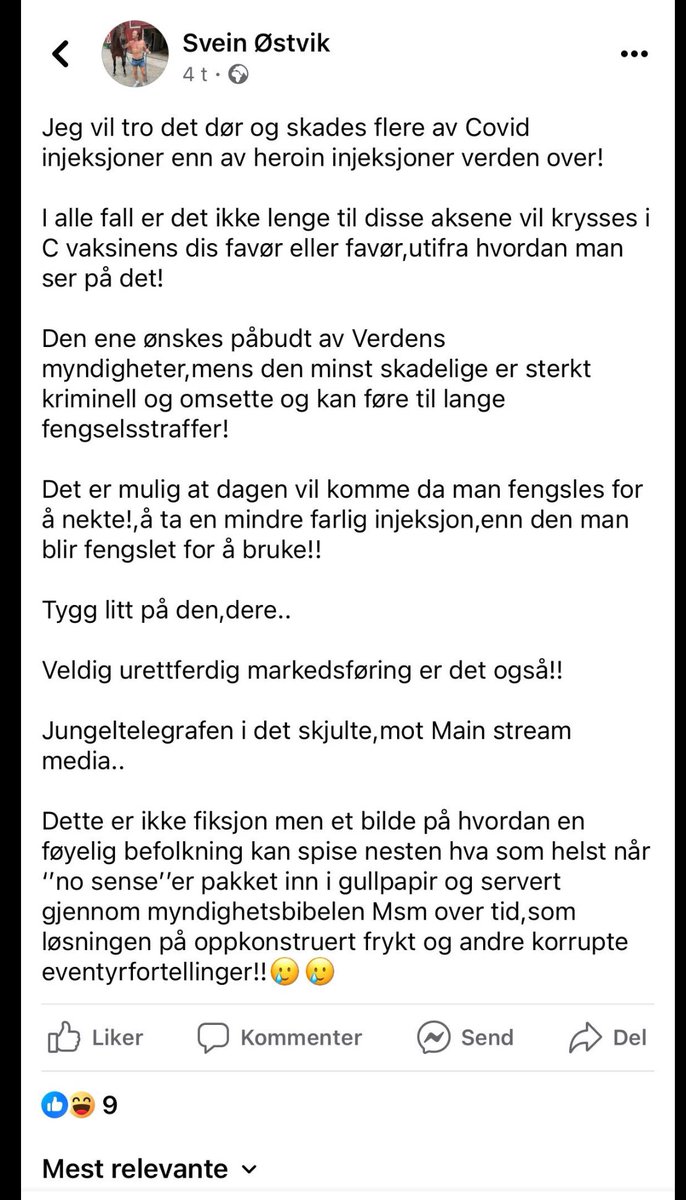 Ting som norske antivaksere sier tweet media