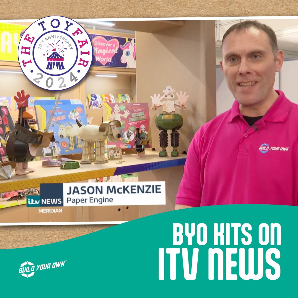 It was super exciting to see @byokits on ITV news last night! 📺🎉 Did you catch it? Great work guys! We’re very proud to have been featured. Thank you @itvmeridian and @toyfairuk. #byokits #ToyFair2024 #paperengine