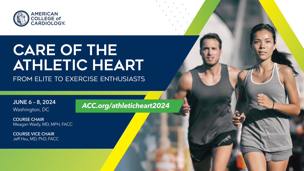 🚨 SAVE THE DATE 🏃🏻‍♀️ ACC Care of the Athletic Heart 📆 June 6-8, 2024 🏛️Heart House, DC + 💻 Virtual (Hybrid) Join Course Chair @MeaganWasfy, expert faculty & colleagues from around the world to get the latest education in #SportsCardio acc.org/athleticheart2… More to come..