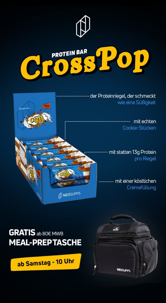 Du brauchst Nachschub? 

Morgen, 27.01. ab 10 Uhr gibt es bei <a href="/neosupps/">NEOSUPPS 💪</a> :

✅ Gratis Meal-Prep Tasche*
✅ 10% Rabatt auf deinen Einkauf*

🔄Teile es mit jemanden der immer am Essen ist 

*ab 80€ MBW