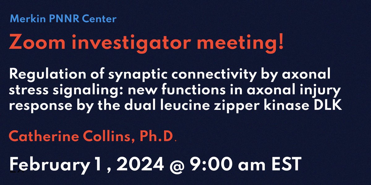 Join us for an exciting talk by Dr. Catherine Collins on February 1, 2024! 🌟 To tune in, simply drop an email to merkincenter@jhu.edu, and we'll send you the @Zoom link.   

See you at the event!  #ScienceTalk #Neuropathy #nervoussystem #ResearchPresentation