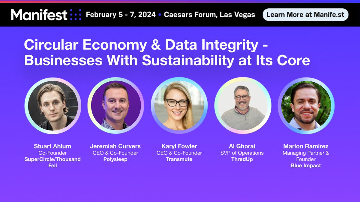 🎉 Today's the day! <a href="/TheKaryl/">Karyl Fowler</a>  is excited to share insights about #verifiablecredentials and #interoperability as key components to sustainable supply chains. The panel starts at 3pm – don’t miss out! manife.st/agenda/
