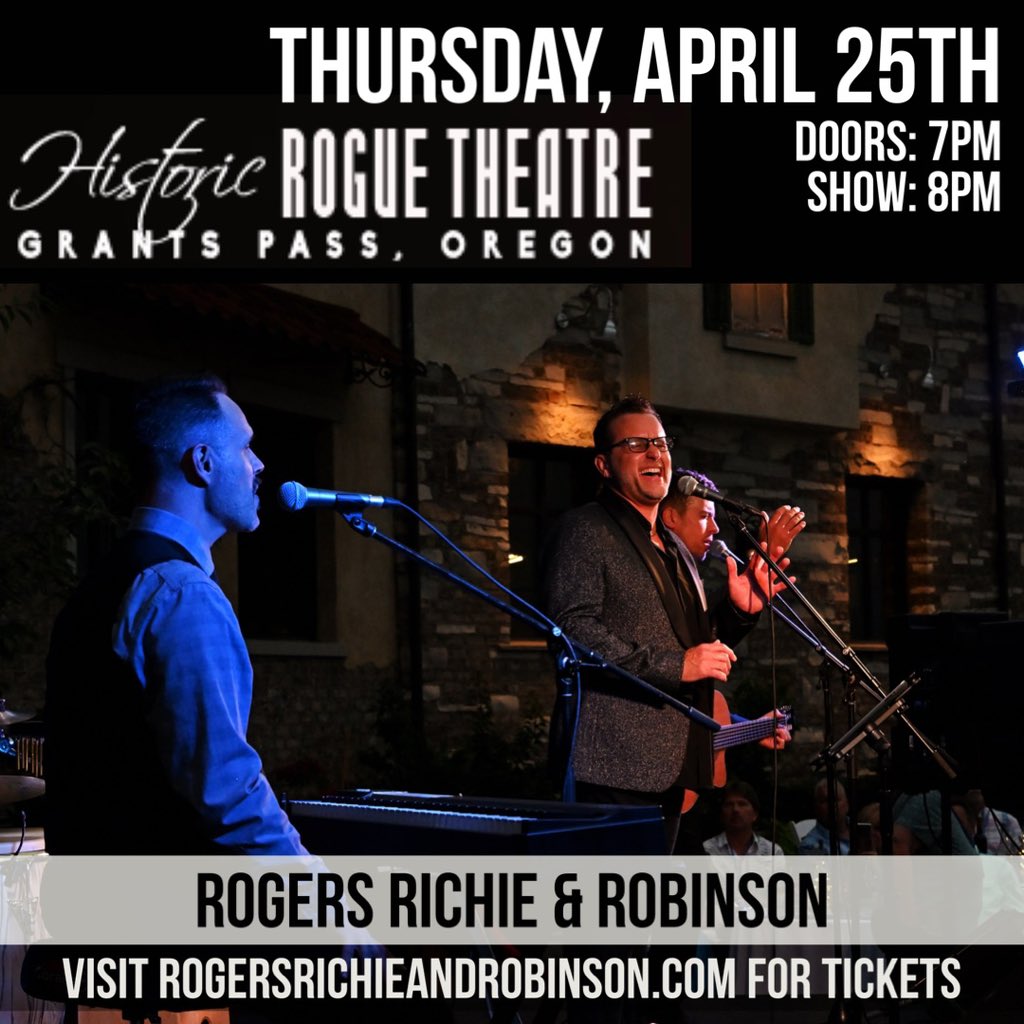 OREGON! See you in Grants Pass at the Rogue Theatre on Thursday, April 25th! Visit rogersrichieandrobinson.com/events for tickets. #rogersrichierobinson #lionelrichie #kennyrogers #smokeyrobinson #liveconcert #tributetolegends #lukemcmaster #kevinpauls #joelparisien #musiclegends