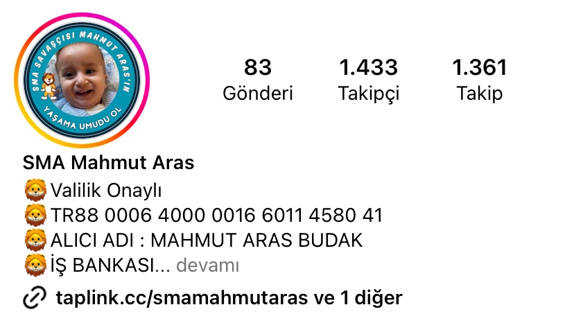 Siz varsanız umut var. Bir kahve paramızı bu küçük miniğimize verebiliriz. Sadece 1 sms 25 tl. Ailesi sesini duyuramıyor takipçisi düşük olduğu için desteklere ihtiyacı var. Geç olmadan el uzatalım🙏 #smabebek #destek @haluklevent @MersinValiligi @mersinhaber @teksinmersin