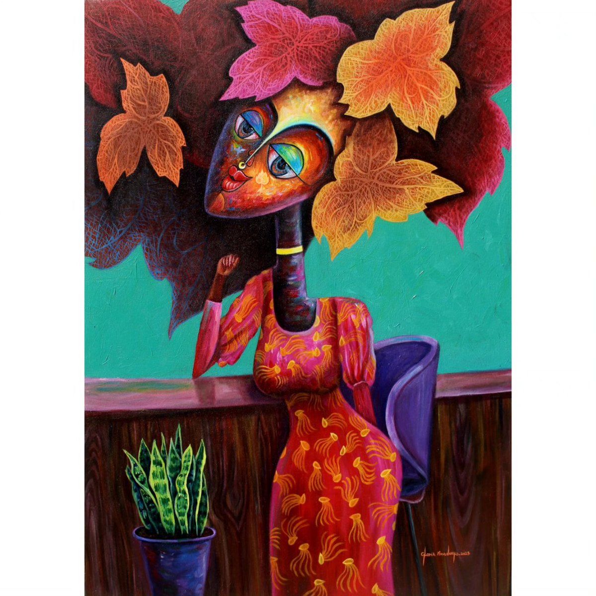 Mixed media
42 by 30

"In 'Contemplation,' every single moment, we stand in an atmosphere of anticipation, anxiety, expectation of a pregnant moment with silent reflection of the unknown.

As we anticipate.We work and expect the best as we also prepare for the worst...