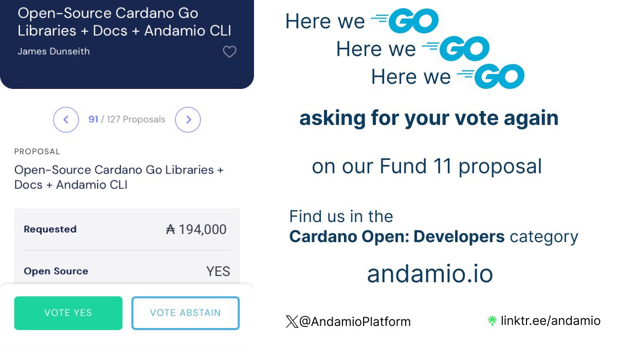 We’re going to build a PBL course to teach #Cardano devs to build on golang. Isn’t diversity wonderful? We’d love your vote 🗳️ #ProjectCatalyst Visit our website andamio.io Learn about the organizations using Andamio linktr.ee/andamio