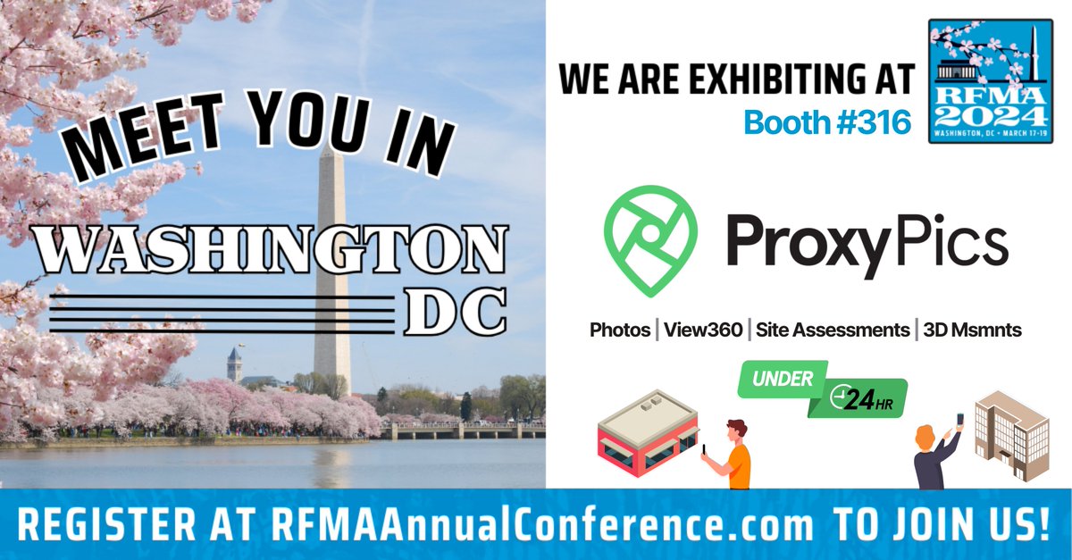 ProxyPics's tweet photo. Facility Managers! We are excited to meet and reconnect with you all at this year's @RFMA 2024 Annual Conference kicking off on #StPatty's day in Washington, DC! ๐ โ
Stop by booth #316 to explore #siteassessments without any strings attached. No order volumes, contracts, or luck needed โ - just great service when you need it. ๐
Leverage our panel of over 100k active #Proxies to get real-time site insights across your #portfolio in under 24 hours. โก
Our Proxies are trained an equipped to capture:
๐ธ Still and View360 Photos
๐ 3D Model Measurements
๐ ProxyTakeOffs (PTO) - Aerial Msmnts
๐ Nighttime Signage Surveys
๐ท Landscaping Surveys
๐งนJanitorial Surveys
๐ฌ Dark Store Site Assessments
๐ฃ Pavement Surveys
โ Snow Surveys - Pre and Post Storm
๐ช Disaster Inspections
and much more!
Have an address or batch that hasn't been completed? Let us help. We'll be taking test orders at booth #316 to showcase our speed and quality. ๐ค
#proxypics #RFMA #RFMA2024 #blitz #sitevisit #assessment #datacollection #technology #survey #custom #solution #facilitymanagement