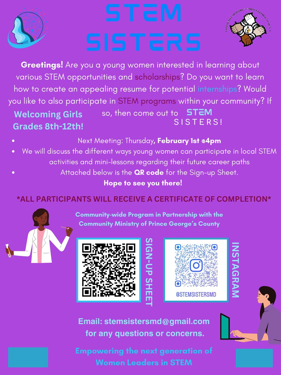 Our high school-aged young women leaders invite other young women interested in STEM opportunities to join them! #STEM #STEMSISTERS #stoptheviolencesaveourleaders #stemeducation