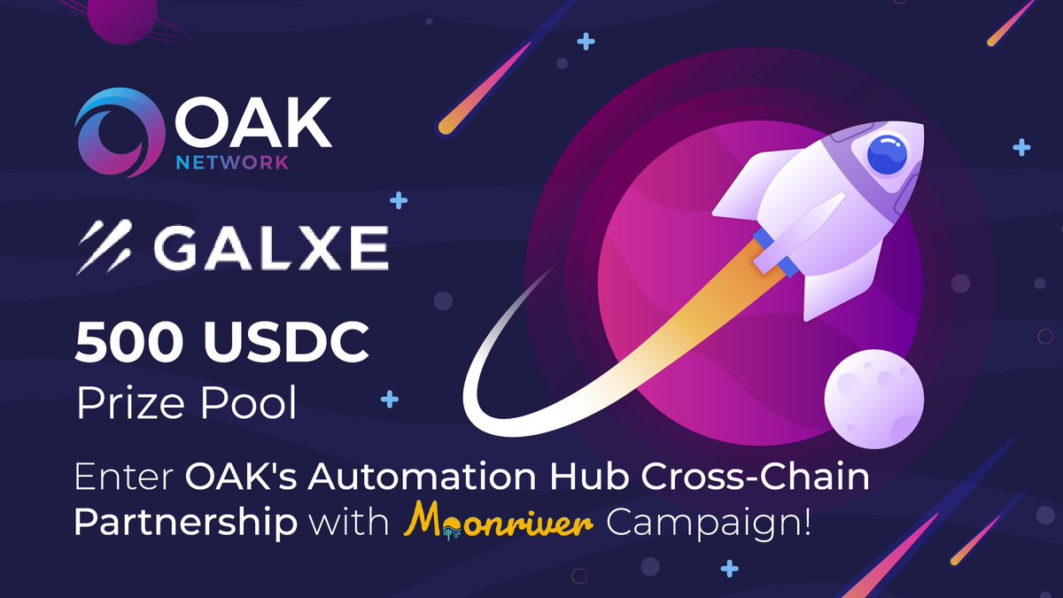 ava_protocol's tweet image. 🏆@OAK_Network x @Galxe 🏆

⛓The OAK Network Automation Hub has enabled $MOVR Cross-chain Auto-pay with our innovative partner @MoonriverNW 

 👏Let&apos;s celebrate with a @GalxeCampaigns consisting of a Total Prize Pool of 500 $USDC

Enter Here⤵️
galxe.com/oaknetwork/cam…