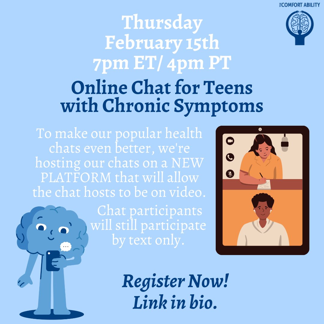 Our Online Chat for Teens is on February 15th! Sign up now! thecomfortability.com/pages/sign-up-…
