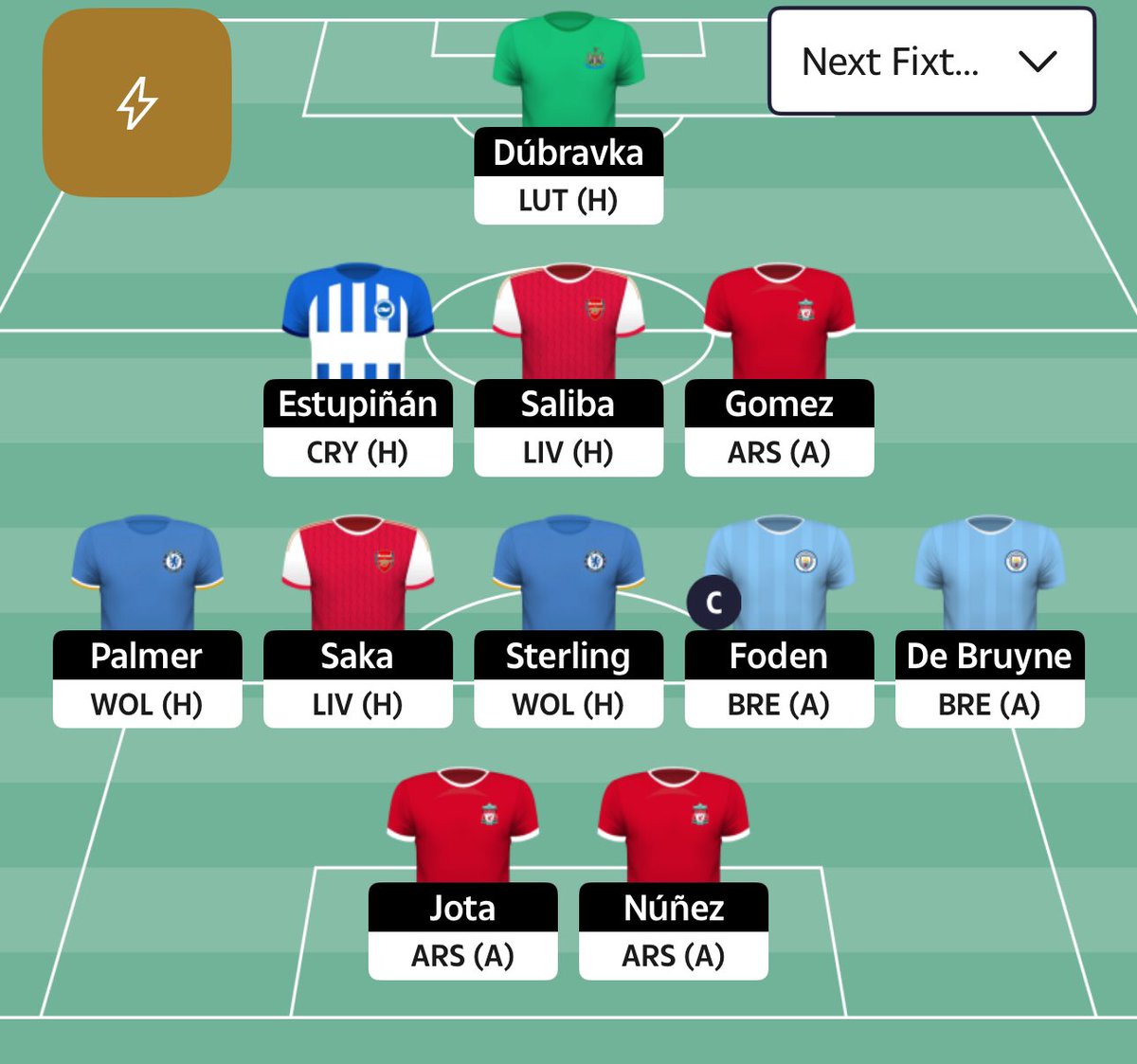 GW21 DREAM TEAM ⚽️ 
OUT: GUSTO & WATKINS
IN: ESTUPINAN & KDB

Was hoping for some city leaks.
50/50 on Foden or Jota for the captaincy. I’ve gone with Foden 🙏 Expect him to be more reliable for minutes.

Watkins is going to show up now isn’t he 😆 GL all