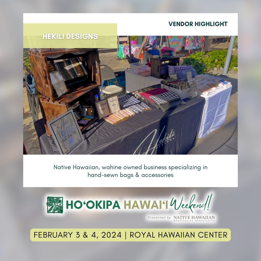 NaHHA (@nahha808) on Twitter photo Hoʻokipa Hawaiʻi Weekend is just a week away!
Join us February 3 & 4 at the Royal Hawaiian Center to support our vendors at in our Kuhikuhi Marketplace!
Today's featured vendors:
<a href="/lotusandlime/">Greg Longerstaey</a>
@kumumea
@hekili_designs Hoʻokipa Hawaiʻi Weekend is just a week away!
Join us February 3 & 4 at the Royal Hawaiian Center to support our vendors at in our Kuhikuhi Marketplace!
Today's featured vendors:
<a href="/lotusandlime/">Greg Longerstaey</a>
@kumumea
@hekili_designs