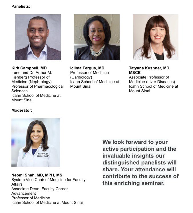 🚀 Excited to launch our new Career Development Seminars @DOMSinaiNYC from the office of faculty affairs! We will meet bi-monthly for insights on enhancing faculty careers. First session details below. #CareerGrowth #Medicine #FacultyDevelopment @IcahnMountSinai @MountSinaiNYC