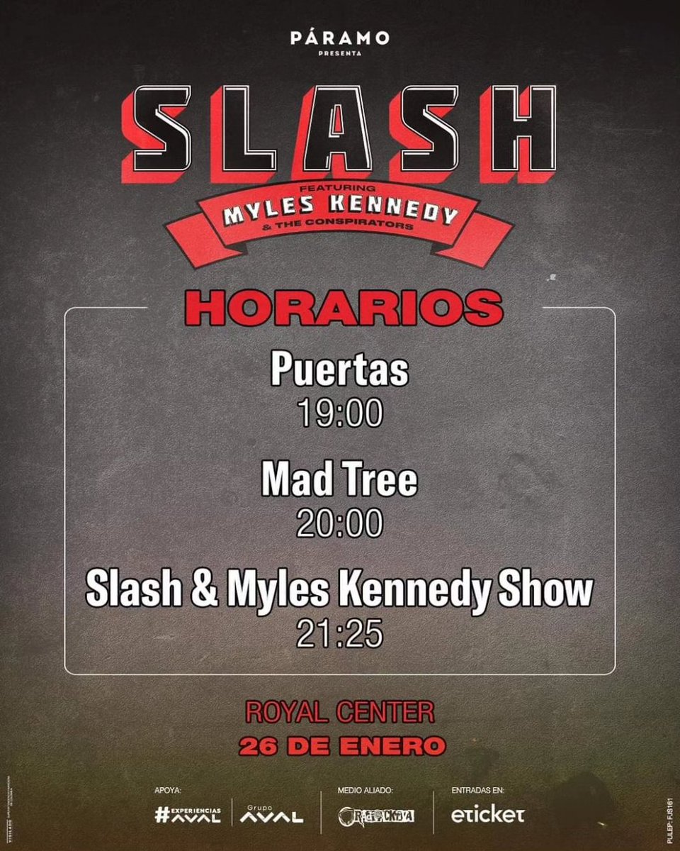 ColSonoro's tweet image. Estos son los horarios y las recomendaciones para el concierto de #Slash &amp;amp; #MylesKennedy y el #MadTree en Colombia 🇨🇴🗓️🎵🏟️🕖

colectivosonoro.com/2023/10/slash-…

Un evento @paramopresenta
