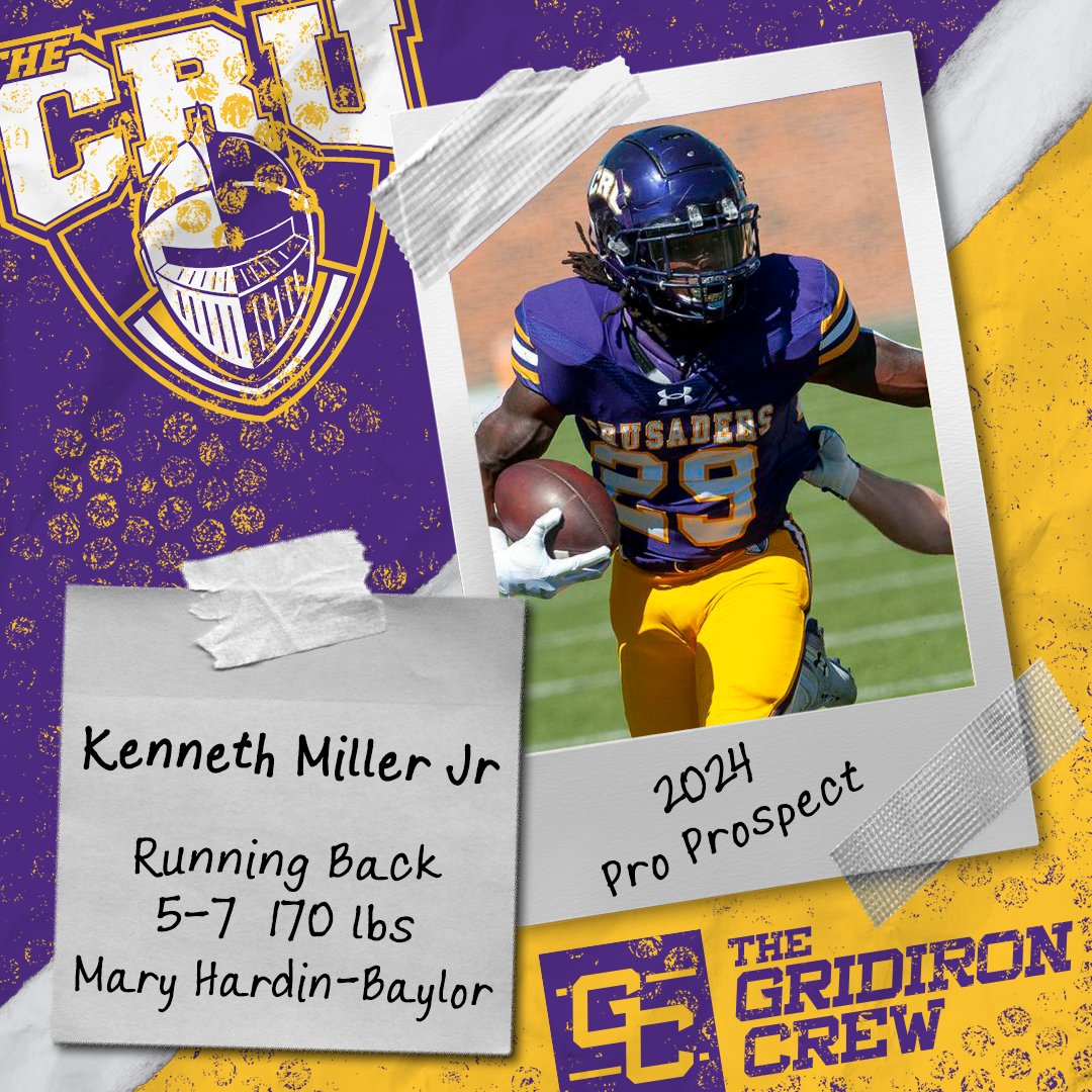 Gridiron_Crew's tweet image. ⚠️ Attention Pro Scouts, Coaches, and GMs ⚠️

You need to look at 2024 Pro Prospect, Kenneth Miller Jr @KennyMillz, a RB/RS from @CruFootball

👀 See our Interview: thegridironcrew.com/kenneth-miller…

#2024ProProspect #DraftTwitter #NFLDraft #NFL #CFLDraft #CFL #ProFootball 🏈