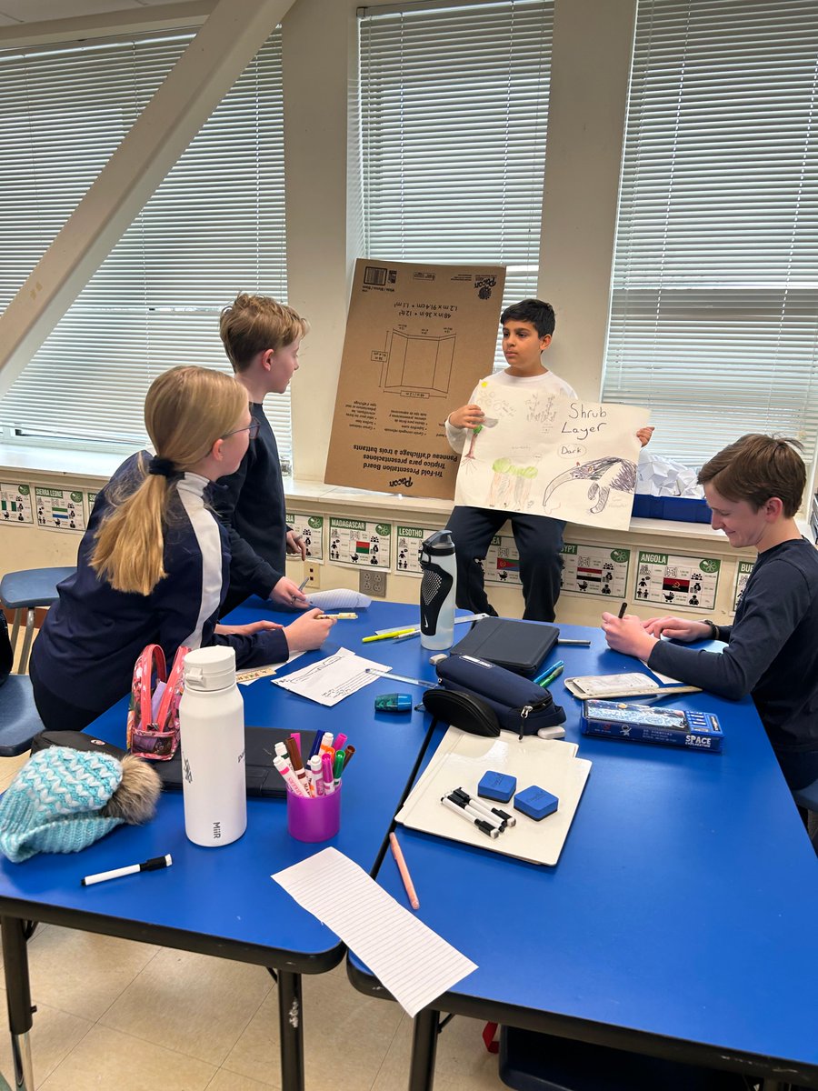 BISB_School's tweet image. 🌿 Year 8 Geography at #BISB brought the Tropical Rainforest to life with a 'Marketplace' activity! Students designed vibrant market stalls showcasing info on the rainforest structure and traded knowledge. 🌳🌎 Learning can be fun! #GeographyClass  #StudentEngagement"