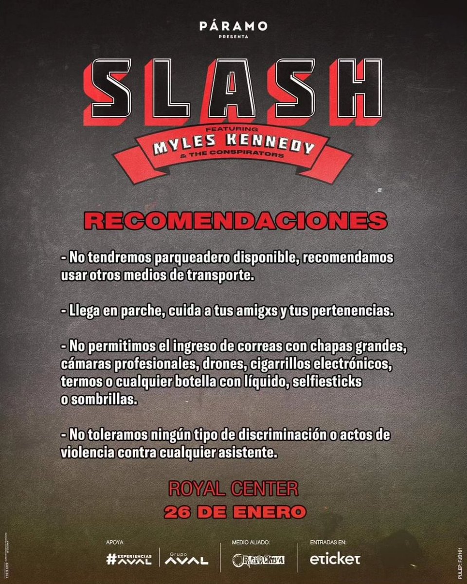 DiegoBaez's tweet image. Estos son los horarios y las recomendaciones para el concierto de #Slash &amp;amp; #MylesKennedy y el #MadTree en Colombia 🇨🇴🗓️🎵🏟️🕖

colectivosonoro.com/2023/10/slash-…

Un evento @paramopresenta