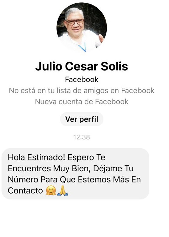 JulioSolisMX's tweet photo. Querida comunidad, 🚨

Les informo que se ha creado un perfil falso de Facebook utilizando mi nombre y solicitando números telefónicos e información. Quiero aclarar que no tengo perfiles adicionales y siempre me comunico a través de mis cuentas oficiales. https://t.co/mjDJQORER9