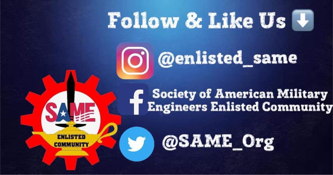 SAME__Org's tweet image. Hey Enlisted Engineers!

You fix the world’s problems and keep it going, but what about YOU?
We are the SAME Enlisted Communications Team, and we are EXCITED to bring y&apos;all the most important news and updates on the Society of American Engineers! Follow us on all our platforms!
