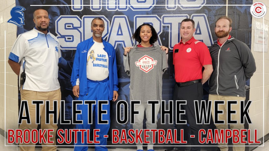 Congrats to Brooke Suttle of @sparta_sports @GBBCampbell for being named the @CobbSchools female athlete of the week! She recently surpassed 1000 points for her high school career! Thanks to @BSNSPORTS_GA for their support of this recognition. @cobb_sports