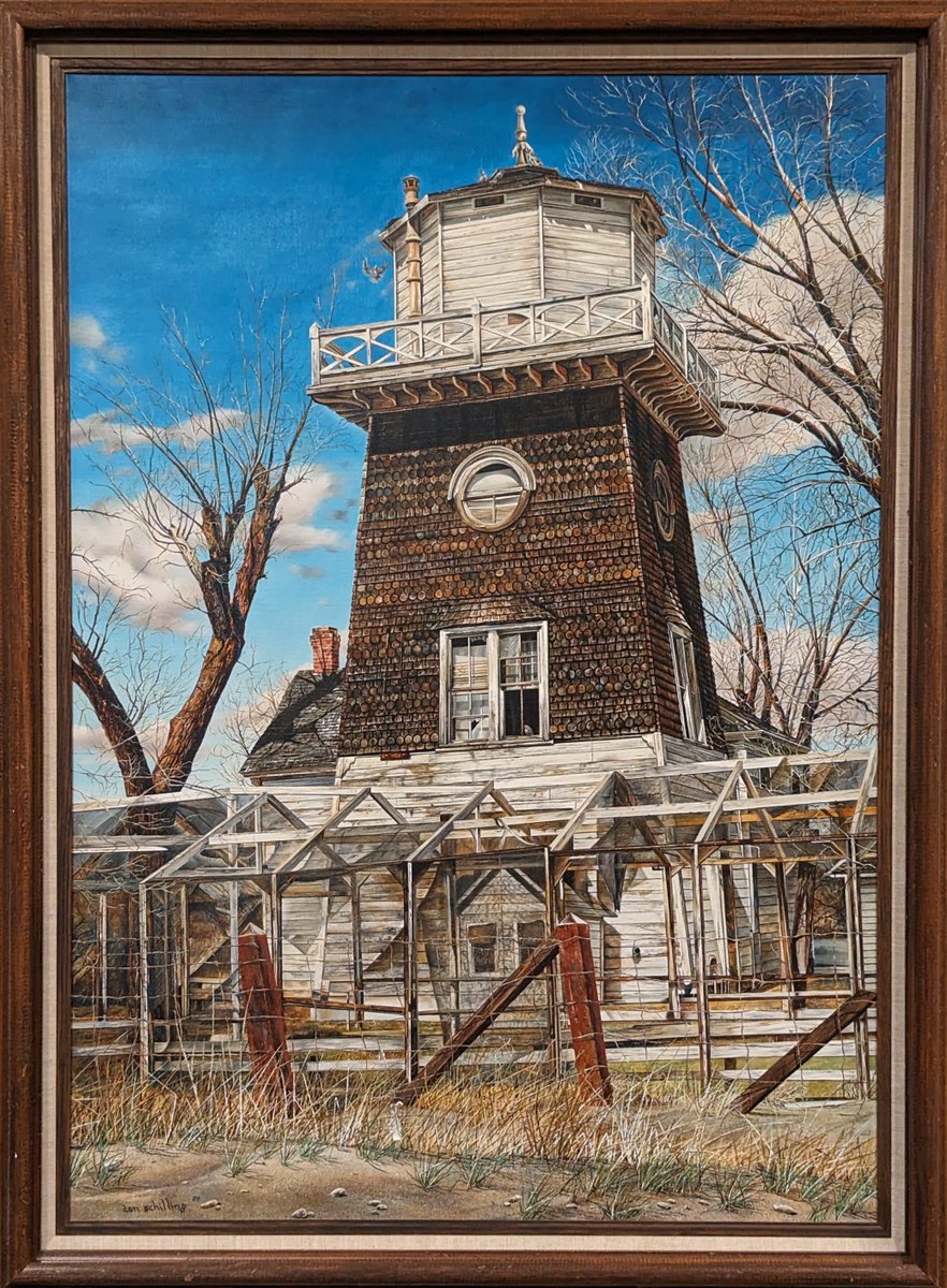 When Governor John Sparks first came to Nevada he raised cattle, buffalo and elk on his ranch, “The Alamo.” The ranch’s water tower became a notable landmark with many artists visiting to paint or photograph it. This painting was created by local Reno artist Dan Schilling.
