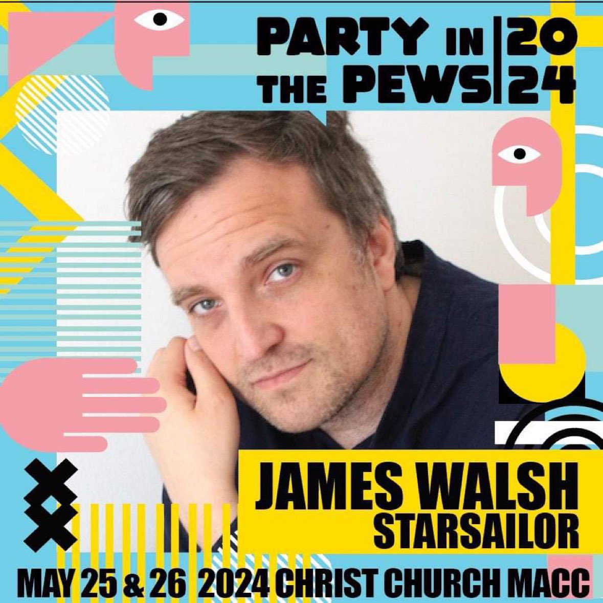 Things are really shaping up at the @partyinthepews with @jamesstarsailor the newest addition to the line up that includes @DodgyUK @slowreadersclub @dejavegaband @HeavySaladSound And so many many more bands over the weekend!! Completely buzzing for 2024!!