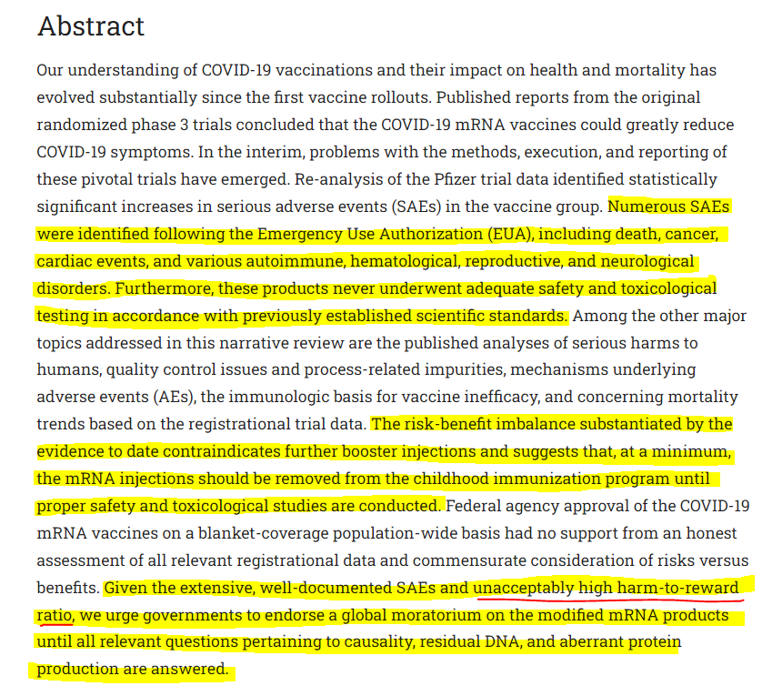 A highly alarming review paper about COVID vaccines and their catastrophic impact on human health citing 293 peer-reviewed references was just published in the journal Cureus: cureus.com/articles/20305…

This evidence makes recommendations for further vaccination a criminal offense!