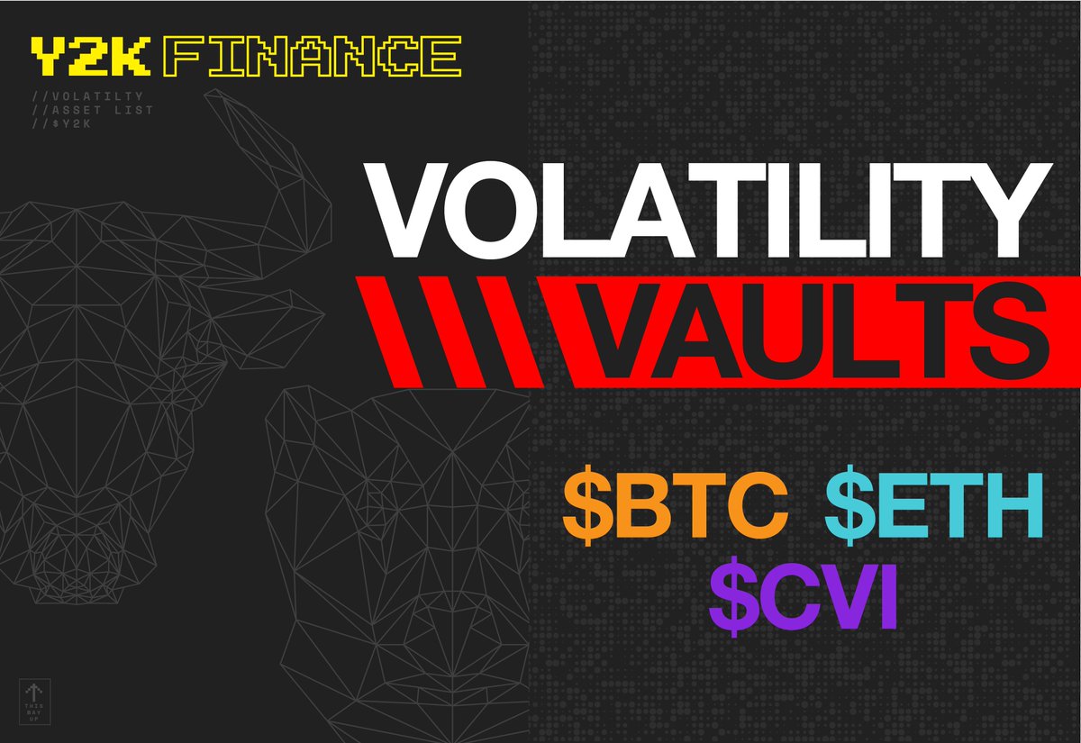 🚀 Introducing Y2K Volatility Vaults 🫨, a brand new way for users to get exposure to overall delta movements rather than directional ones‼️

Wen you ask? This weekend! 👀

We will be launching 'Volatility Vaults' this upcoming epoch with the following assets: $BTC $ETH $CVI