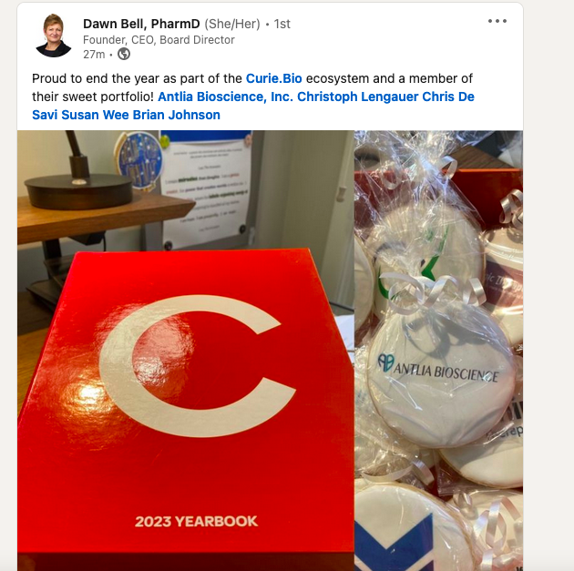 PearlF's tweet photo. Congrats to Novartis alum @TheDawnBell who is CEO of a new biotech startup, Antila Bioscience, developing long-acting biologics for patients w/severe cardiovascular disease &amp; they raised $12M seed backed by Curie Bio (@c_lengauer, @zachweinberg) &amp; F-Prime. Public update below: https://t.co/RntcdqQeUZ